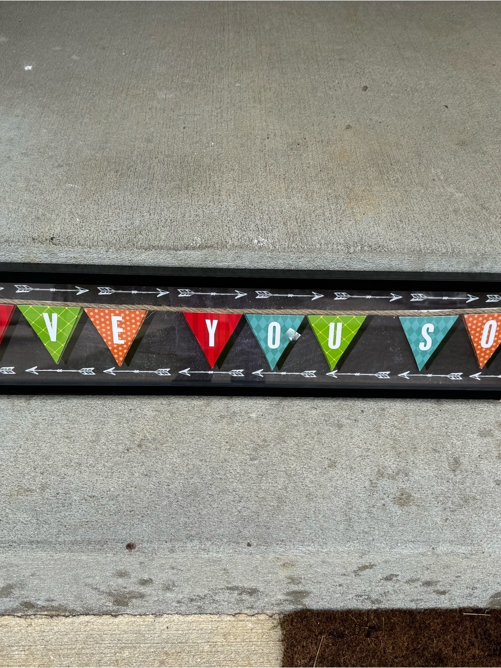 Framed Colorful Pennant Banner Wall Art - 'LOVE YOU SO' 37x7
